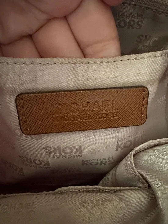 Michael Kors fuchsia is Nylon Tote with Brown Leather Trim - Picture 9 of 11